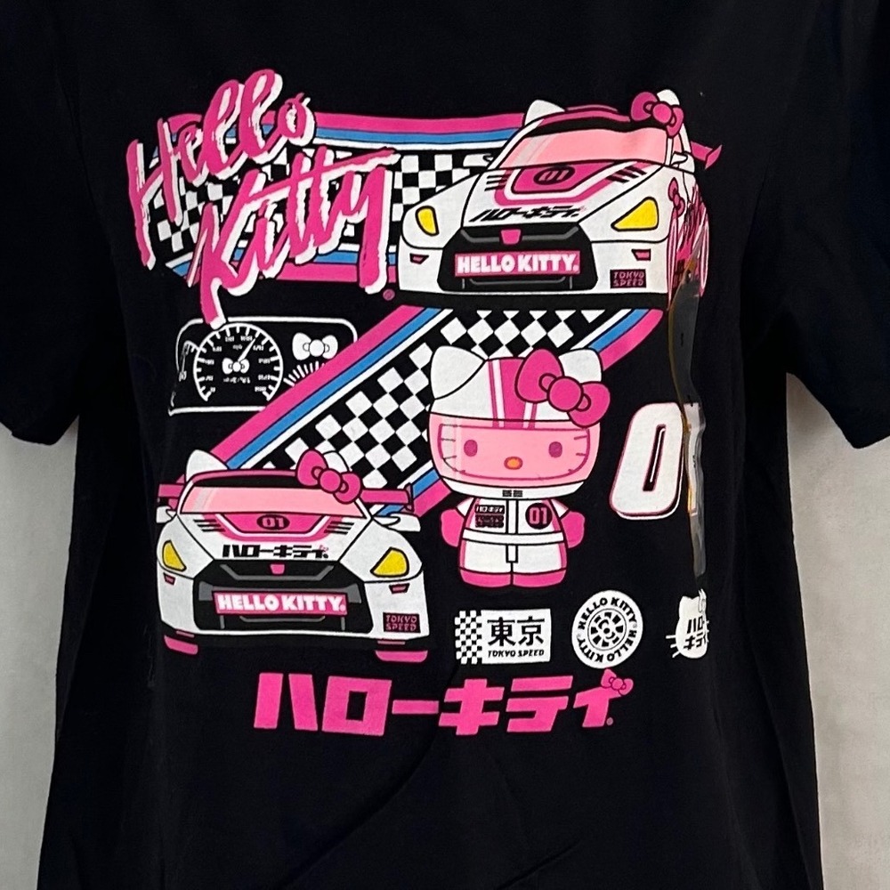 NWT Sanrio Hello Kitty S Tokyo Speed Racing Graphic T-Shirt Black JDM Drift Car - Picture 2 of 4
